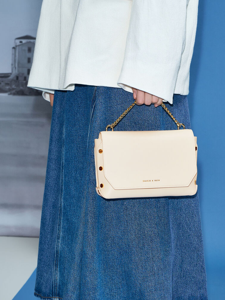 Clea Chain-Handle Bag, Cream, hi-res