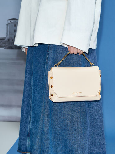 Clea Chain-Handle Bag, Cream, hi-res