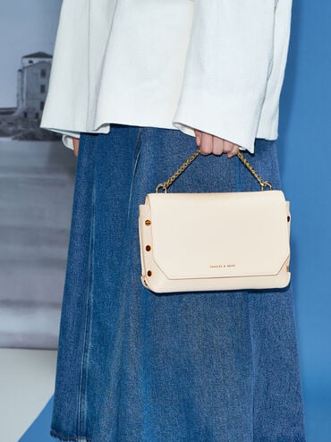 Clea Chain-Handle Bag, Cream, hi-res