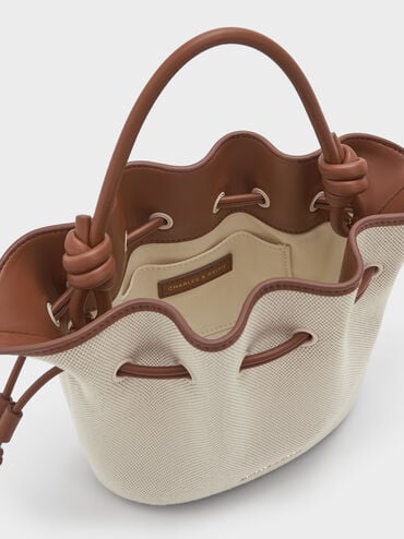 Sammie Canvas Drawstring Bucket Bag, Chocolate, hi-res