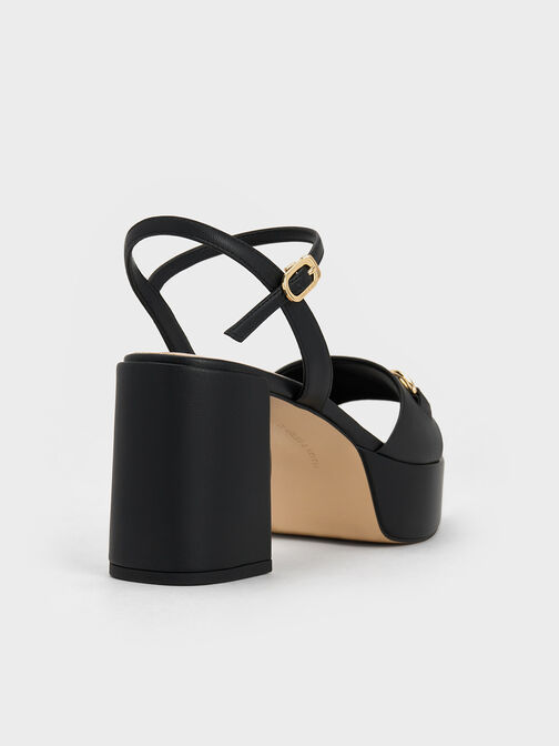 Leslie Metallic Accent Platform Slingback Sandals, Black, hi-res