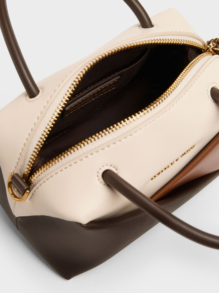 Midori Colourblock Geometric Bowling Bag, Multi Brown, hi-res