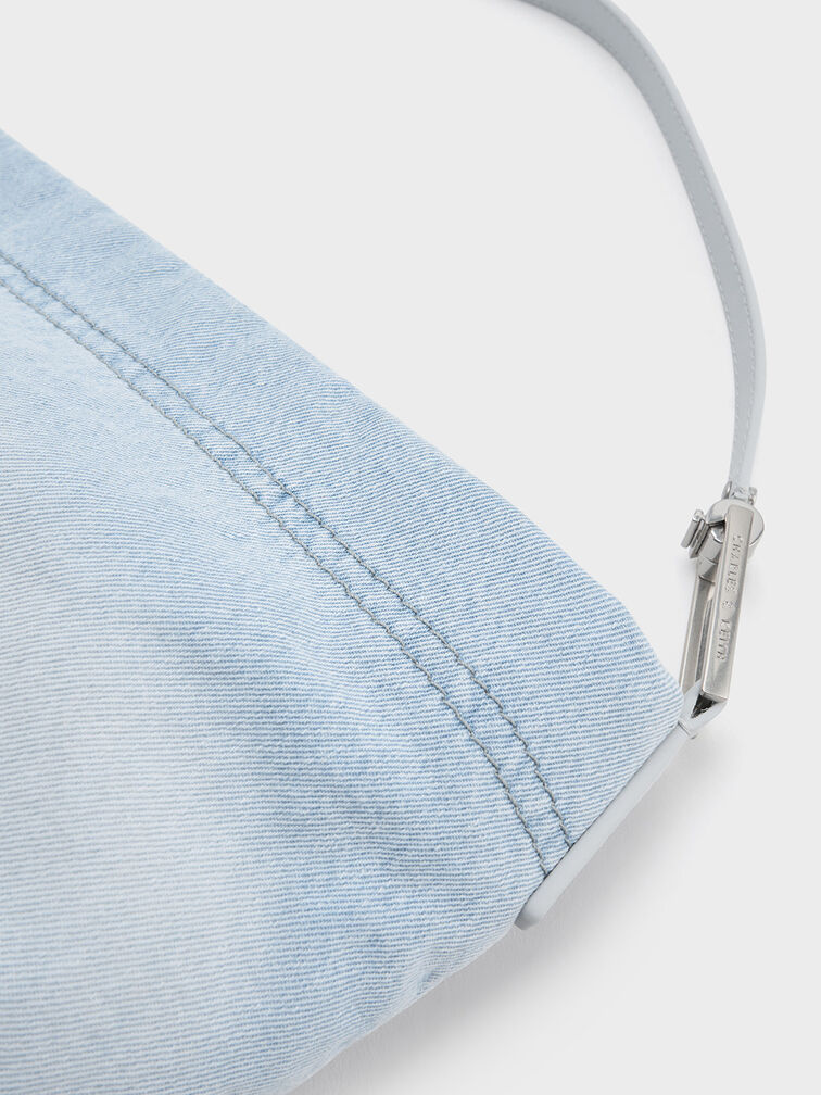 Sianna Denim Slouchy Hobo Bag, Light Washed Denim, hi-res