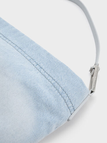 Sianna Denim Slouchy Hobo Bag, Light Washed Denim, hi-res
