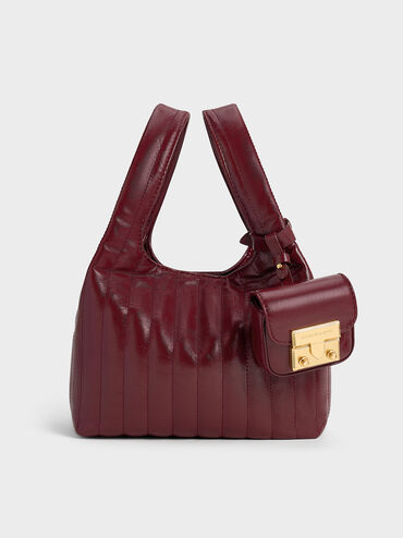 Donna Crinkle-Effect Tote Bag, Burgundy, hi-res