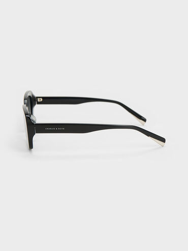 Aubrey Rectangular Recycled Acetate Sunglasses, Black, hi-res