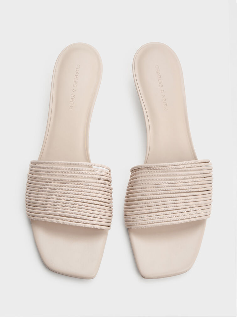Fianna Strappy Kitten-Heel Mules, Beige, hi-res