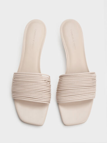 Fianna Strappy Kitten-Heel Mules, Beige, hi-res