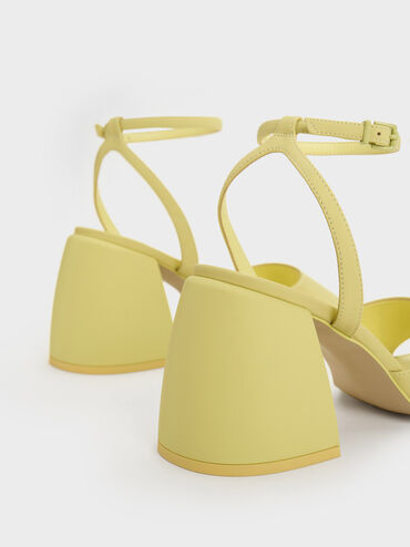 Chunky Block Heel Sandals, Yellow, hi-res
