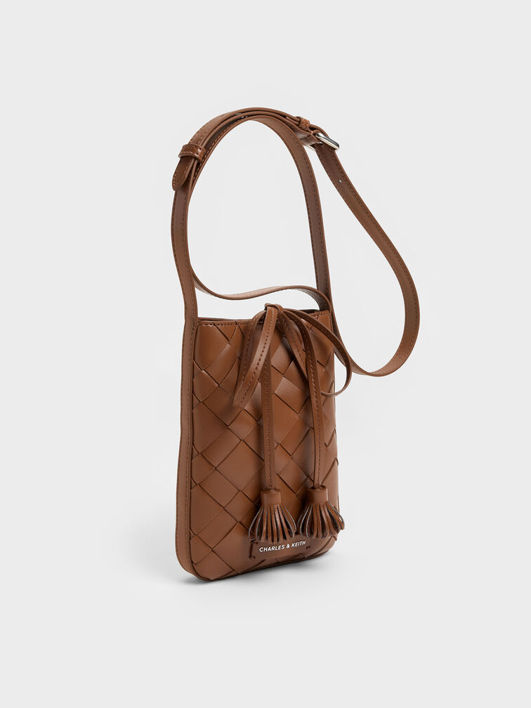 Ivette Woven Tassel Pouch, Chocolate, hi-res