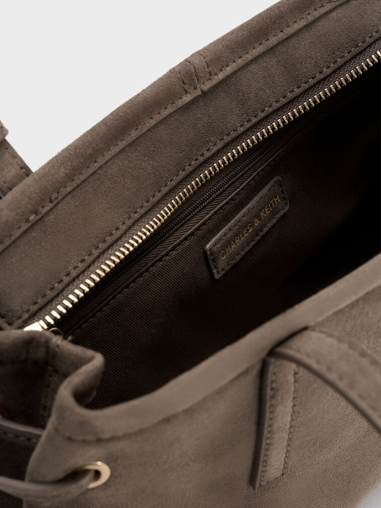 Noane Elongated-Handle Shoulder Bag, Stone Grey, hi-res