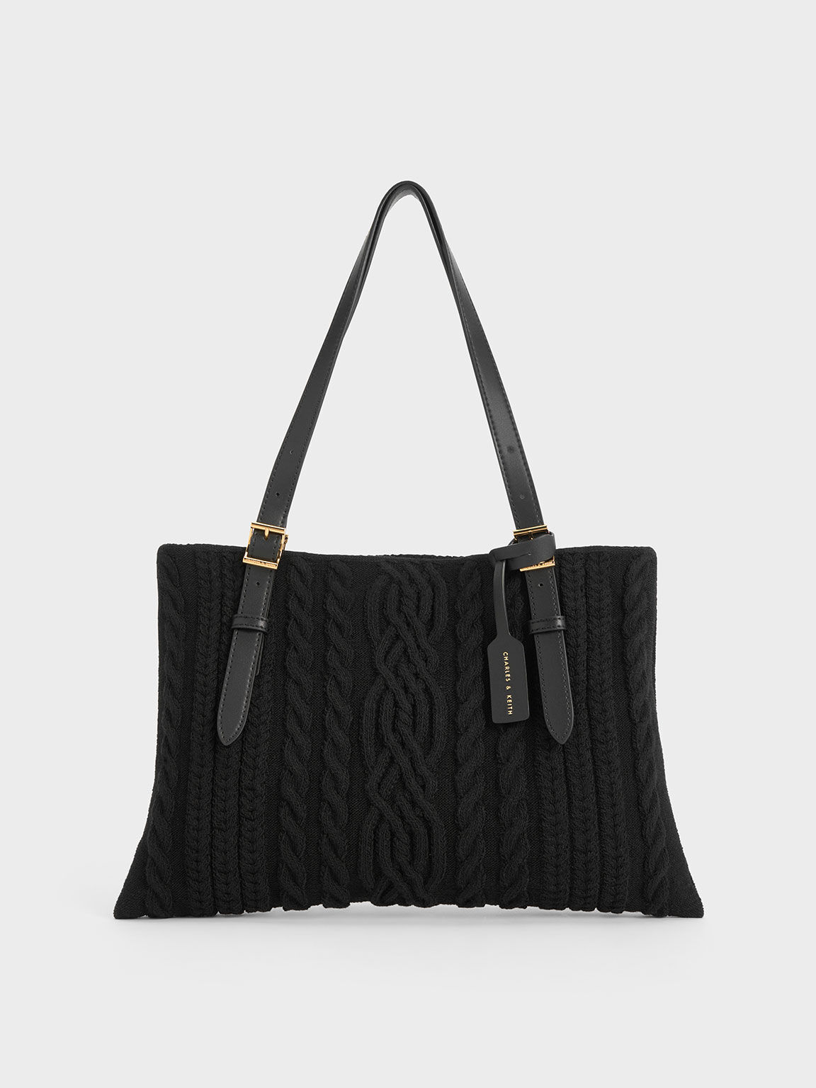 Black Apolline Textured Tote Bag CHARLES KEITH IN