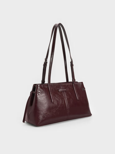 Noane Elongated-Handle Shoulder Bag, Wineberry Red, hi-res