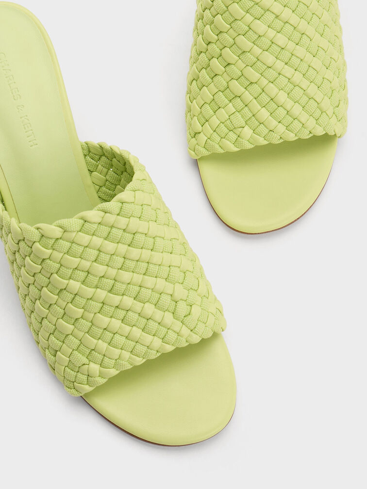 Interwoven Block Heel Mules, Lime, hi-res