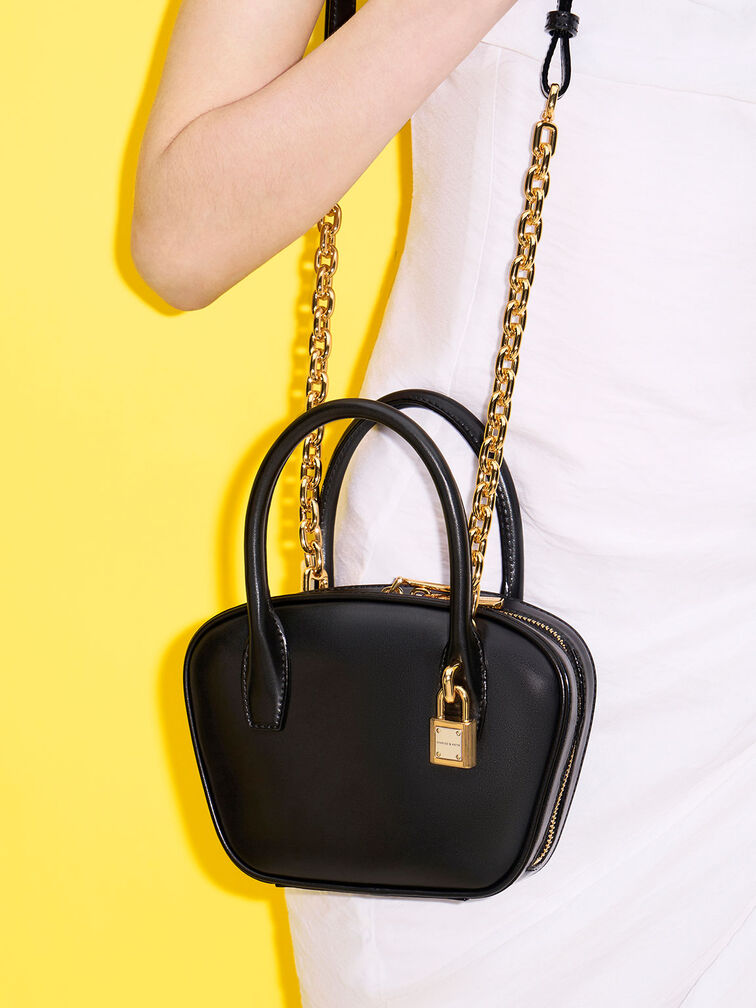 Suki Padlock Tote Bag, Black, hi-res