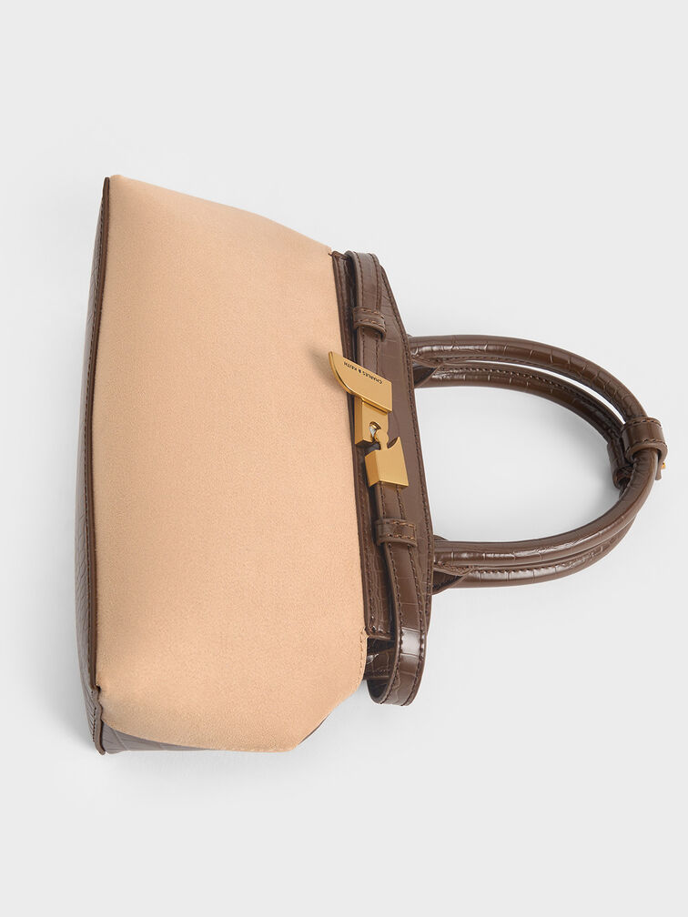 Aurelia Croc-Effect & Faux Suede Metallic-Accent Elongated Tote, Multi, hi-res