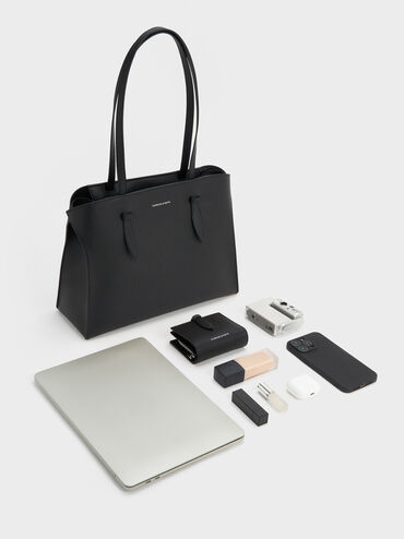 Allyn Elongated-Handle Tote Bag, Noir, hi-res