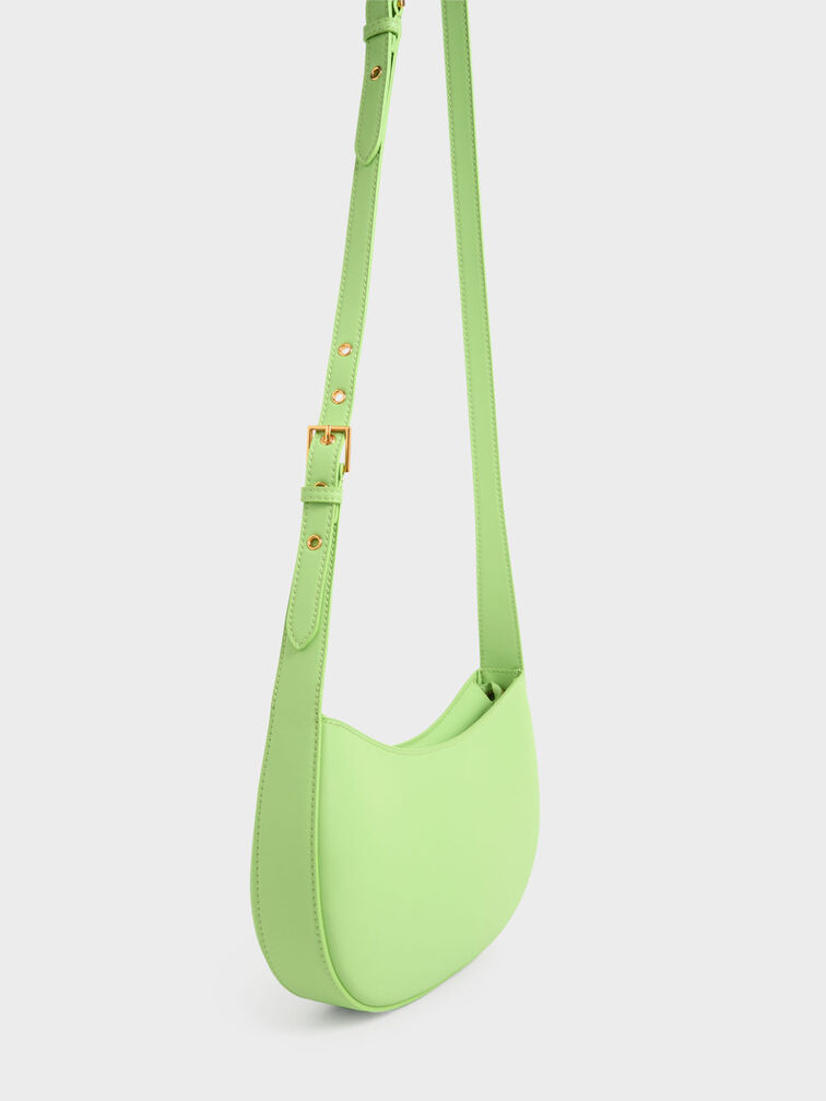 Curved Shoulder Bag, Green, hi-res