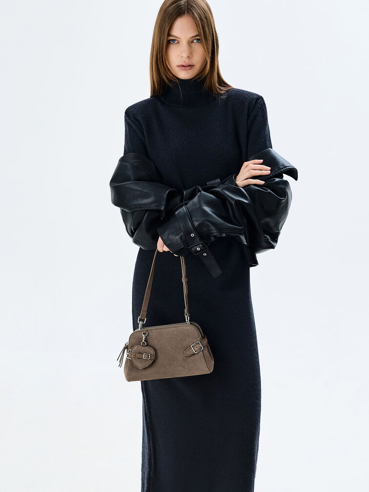 Nellie Heart-Charm Shoulder Bag, Stone Grey, hi-res