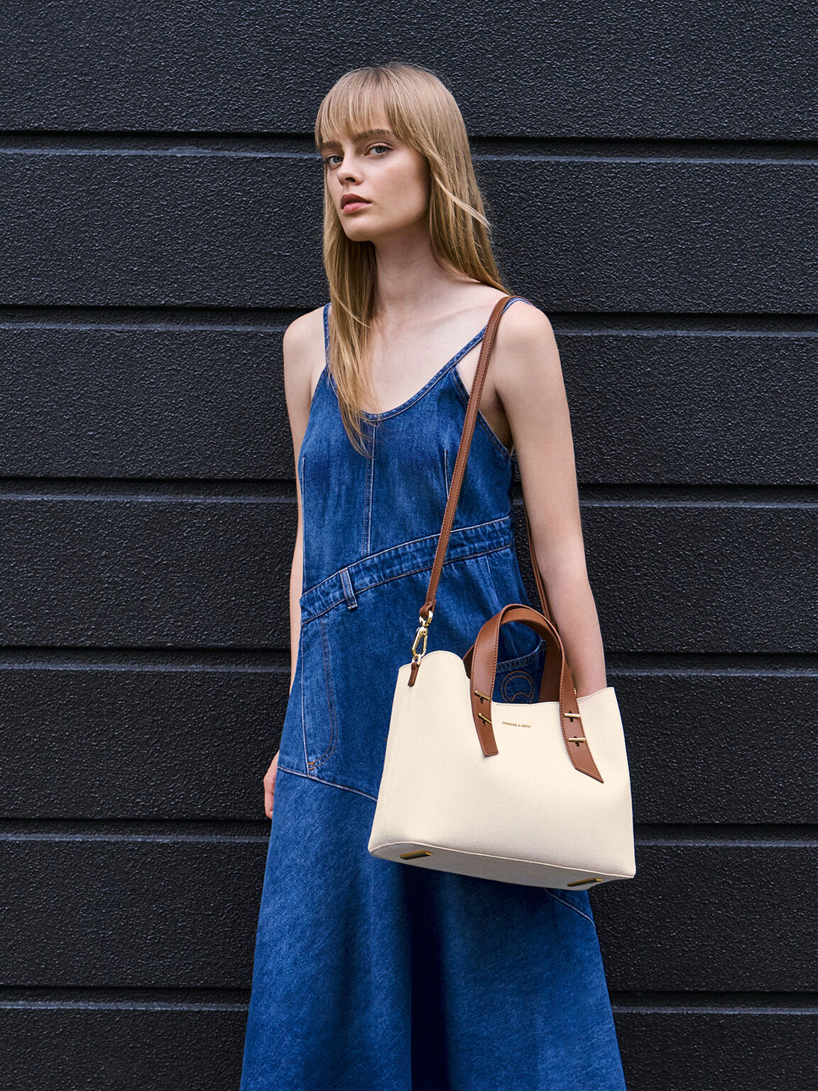 Chocolate Shania Canvas Tote Bag - CHARLES & KEITH IN