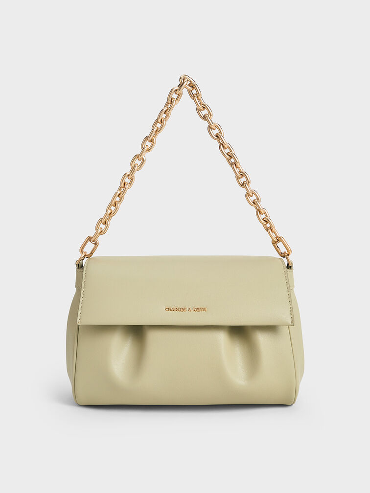 Calla Front Flap Chain-Handle Bag, Sage Green, hi-res