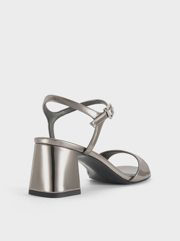 Betty Metallic Block-Heel Sandals, Pewter, hi-res
