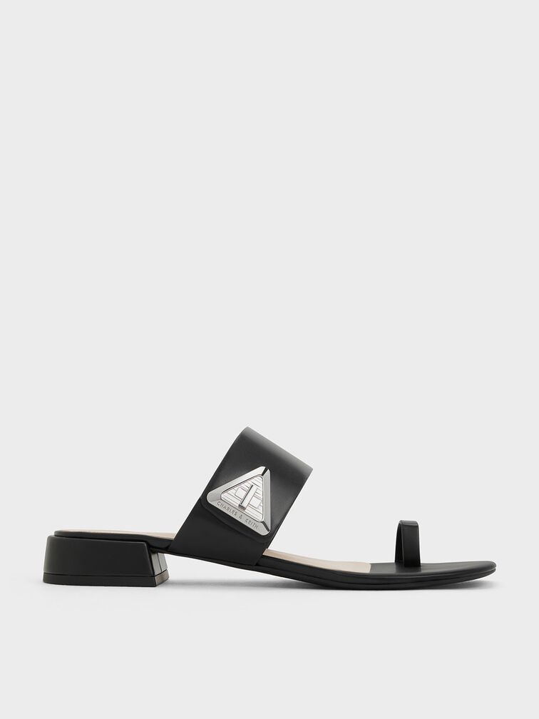 Trice Metallic Accent Toe-Ring Sandals, Black, hi-res
