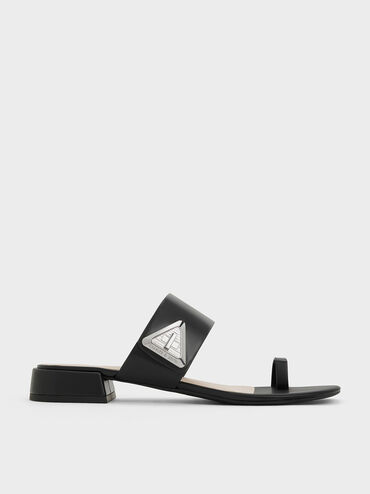 Trice Metallic Accent Toe-Ring Sandals, Black, hi-res