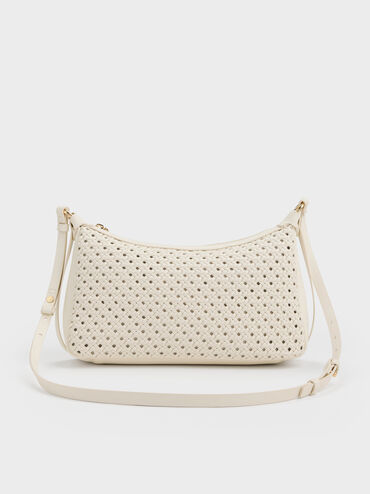 Calla Woven Shoulder Bag, Cream, hi-res