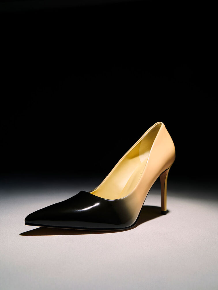 Two-Tone Stiletto Heel Pumps, Dark Grey, hi-res