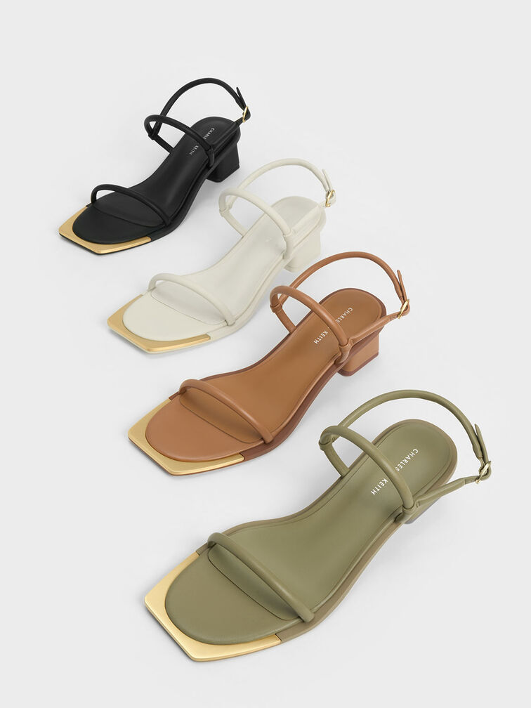 Metallic Tip Strappy Sandals, Olive, hi-res