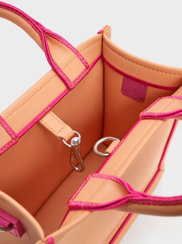 Mini Jump Contrast-Trim Tote Bag, Orange, hi-res