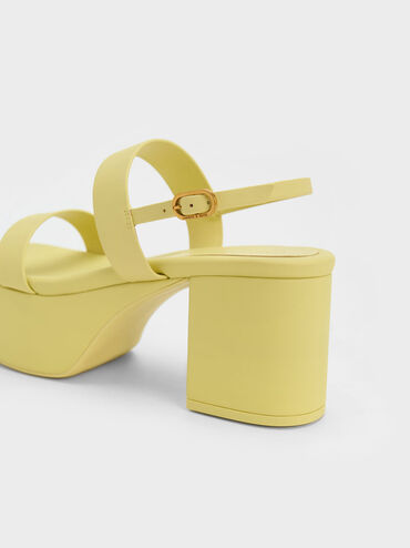 Double Strap Platform Slingback Sandals, Lime, hi-res