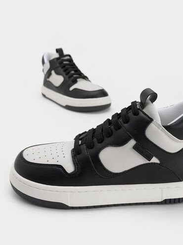 Two-Tone High-Top Platform Sneakers, Black, hi-res