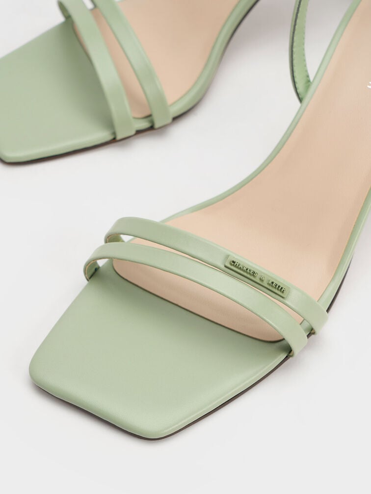 Double Strap Slingback Heeled Sandals, Sage Green, hi-res