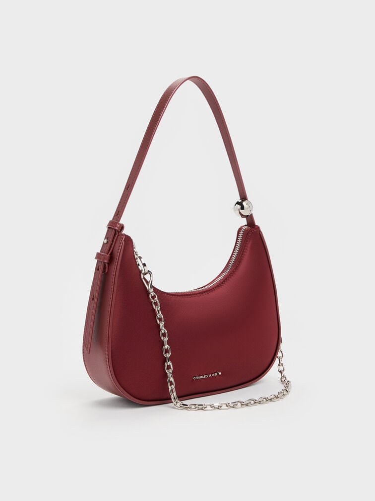 Jesmyn Satin Chain Two-Way Bag, Burgundy, hi-res