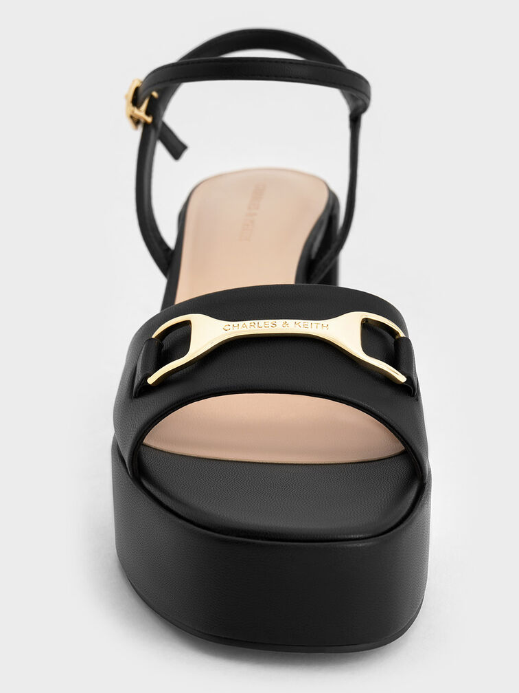 Leslie Metallic Accent Platform Slingback Sandals, Black, hi-res
