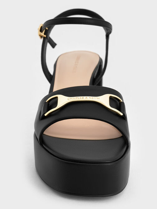 Leslie Metallic Accent Platform Slingback Sandals, Black, hi-res