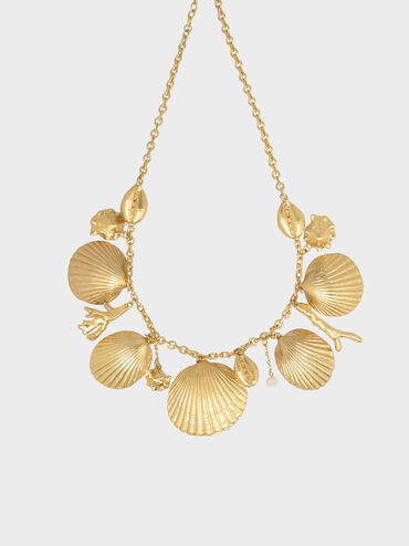 Seashell Necklace, Gold, hi-res