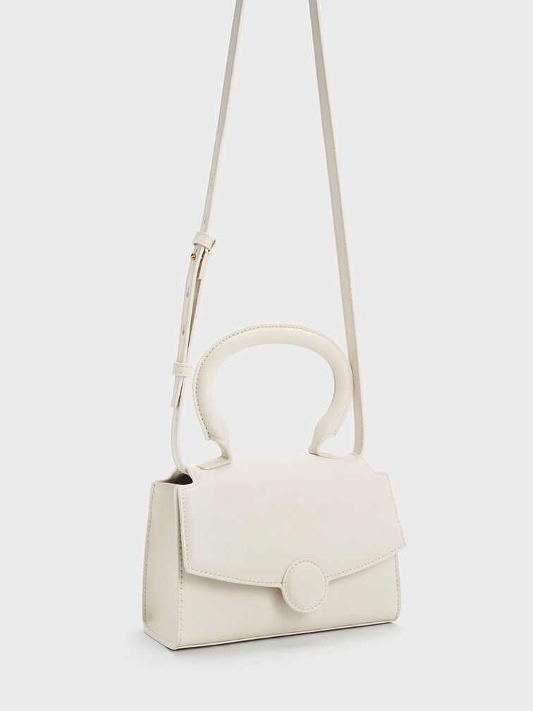 Clover Curved Handle Bag, Cream, hi-res