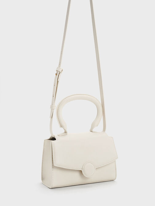 Clover Curved Handle Bag, Cream, hi-res