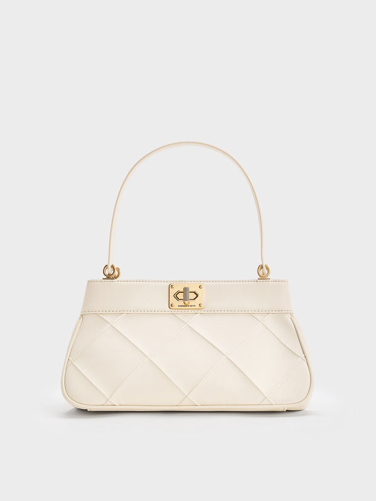 Eleni Quilted Shoulder Bag, Cream, hi-res