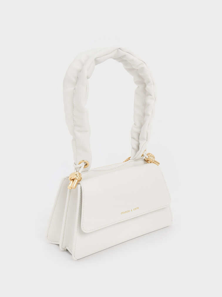 Cosette Ruched-Handle Trapeze Bag, White, hi-res
