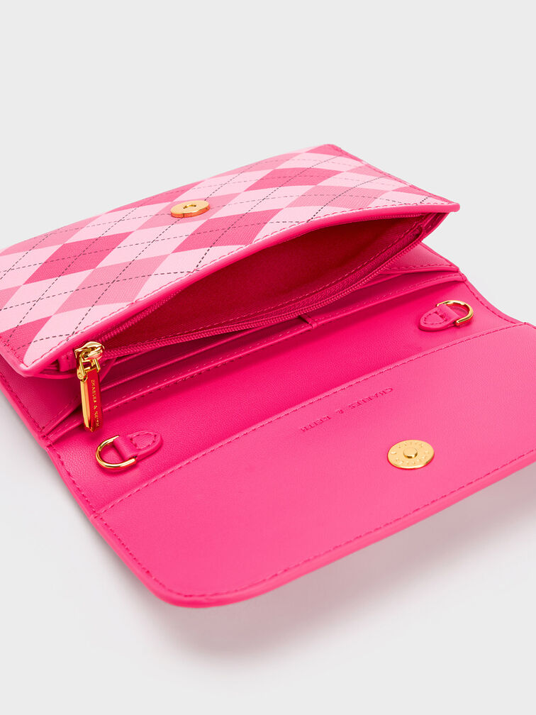 Front Flap Long Wallet, Fuchsia, hi-res