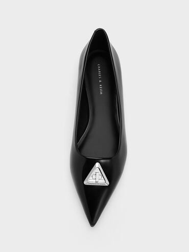 Trice Metallic Accent Pointed-Toe Flats, Black Box, hi-res