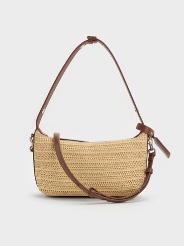 Ivette Raffia Woven Shoulder Bag, Multi, hi-res