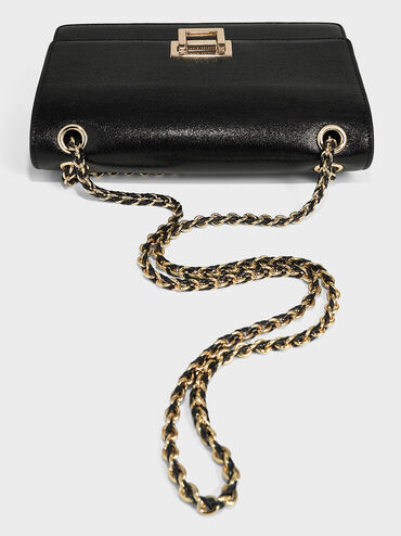 Everline Glittered Braided-Strap Shoulder Bag, Black, hi-res