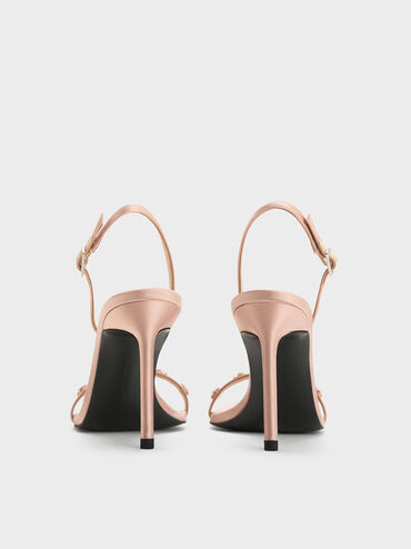 Recycled Polyester Gem-Embellished Heeled Slingback Sandals, Pink, hi-res