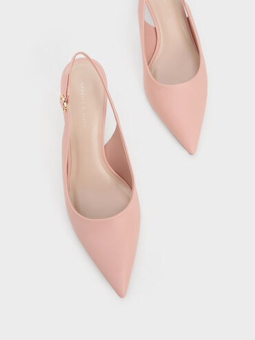 Oleana See-Through Trapeze Heel Slingback Pumps, Blush, hi-res