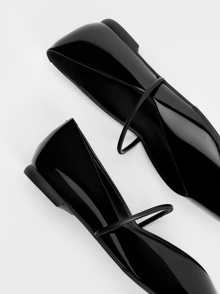 Patent Pointed-Toe Ballet Flats, Black Patent, hi-res